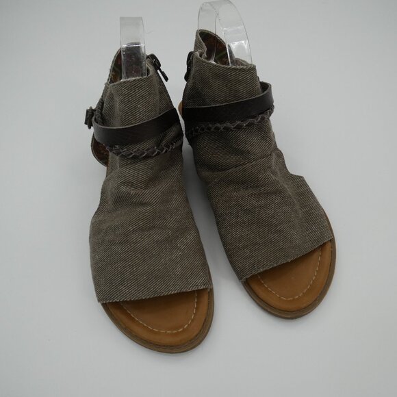 Blowfish Malibu Bombastic Brown Denim Canvas Gladiator Sandals for Women Size 8 - Picture 3 of 7